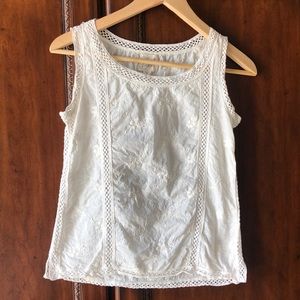 PEEK Cream embroidered 100% cotton tank